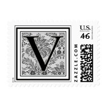 Custom Monogram Initial -Damask Design V postage by aslentz Custom Monogram Initial -Damask Design V postage