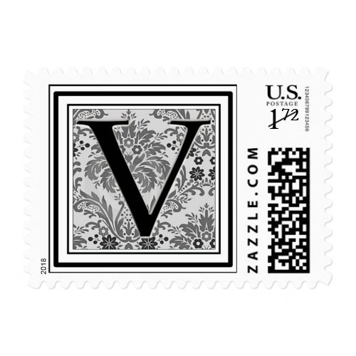 Custom Monogram Initial -Damask Design V stamp