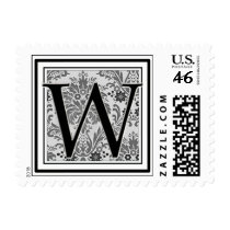 Custom Monogram Initial -Damask Design - W postage by aslentz Custom Monogram Initial -Damask Design - W postage