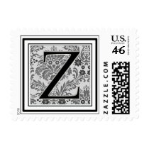 Custom Monogram Initial -Damask Design Z postage