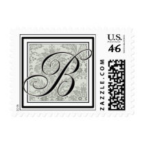 Custom Monogram Initial -Damask Script B postage by aslentz Custom Monogram Initial -Damask Script B postage