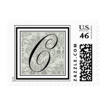 Custom Monogram Initial -Damask Script C postage by aslentz Custom Monogram Initial -Damask Script C postage