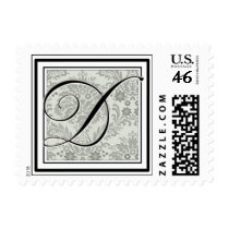 Custom Monogram Initial -Damask Script D postage by aslentz Custom Monogram Initial -Damask Script D postage