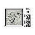 Custom Monogram Initial -Damask Script F postage