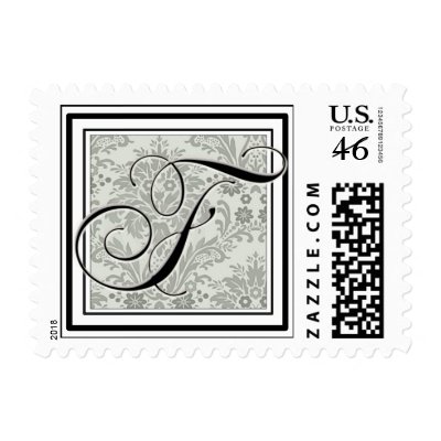 Custom Monogram Initial -Damask Script F Postage Stamps