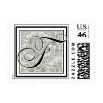 Custom Monogram Initial -Damask Script F stamps