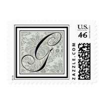 Custom Monogram Initial -Damask Script G postage by aslentz Custom Monogram Initial -Damask Script G postage