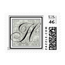 Custom Monogram Initial -Damask Script H postage by aslentz Custom Monogram Initial -Damask Script H postage
