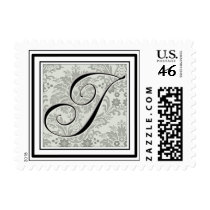 Custom Monogram Initial -Damask Script I postage by aslentz Custom Monogram Initial -Damask Script I postage
