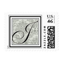 Custom Monogram Initial -Damask Script J postage by aslentz Custom Monogram Initial -Damask Script J postage