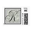 Custom Monogram Initial -Damask Script K postage by aslentz Custom Monogram Initial -Damask Script K postage