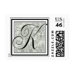 Custom Monogram Initial -Damask Script K Postage