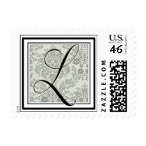 Custom Monogram Initial -Damask Script L postage