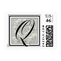 Custom Monogram Initial -Damask Script Q postage by aslentz Custom Monogram Initial -Damask Script Q postage