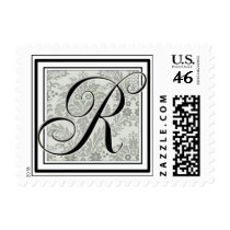 Custom Monogram Initial -Damask Script R postage by aslentz Custom Monogram Initial -Damask Script R postage