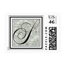 Custom Monogram Initial -Damask Script S postage by aslentz Custom Monogram Initial -Damask Script S postage