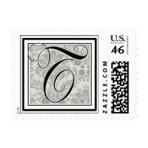 Custom Monogram Initial -Damask Script T postage by aslentz Custom Monogram Initial -Damask Script T postage