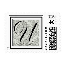 Custom Monogram Initial -Damask Script U postage by aslentz Custom Monogram Initial -Damask Script U postage