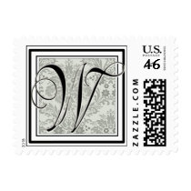 Custom Monogram Initial -Damask Script W postage by aslentz Custom Monogram Initial -Damask Script W postage