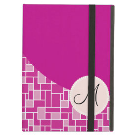 Custom Monogram Initial Magenta Pink Purple Tiles iPad Folio Case