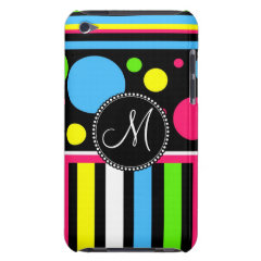 Custom Monogram Initial Neon Stripes Polka Dots Case-Mate iPod Touch Case