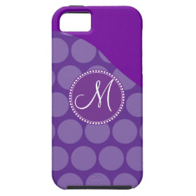 Custom Monogram Initial Purple Polka Dot Wave iPhone 5 Cases