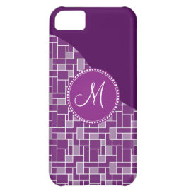 Custom Monogram Initial Purple Wave Tiles Pattern Cover For iPhone 5C