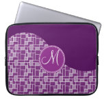 Custom Monogram Initial Purple Wave Tiles Pattern Laptop Computer Sleeves