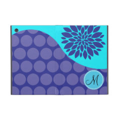 Custom Monogram Initial Teal Purple Polka Dots iPad Mini Case