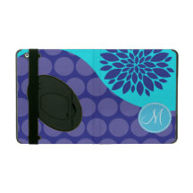 Custom Monogram Initial Teal Purple Polka Dots iPad Cover