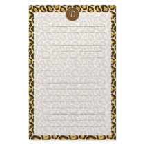 Custom Monogram Leopard Print Lined Stationery