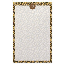 Custom Monogram Leopard Print Unlined Stationery