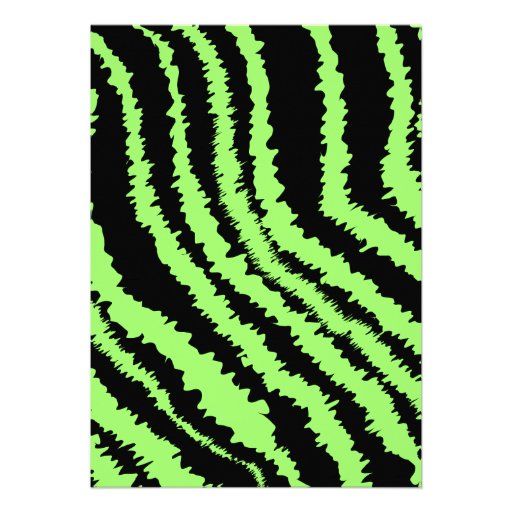 Custom Monogram Lime Green and Black Zebra Pattern Custom Announcement