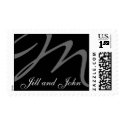 Custom Monogram M Bride Groom Names Postage stamp