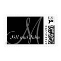 Custom Monogram M Bride Groom Names Postage stamp