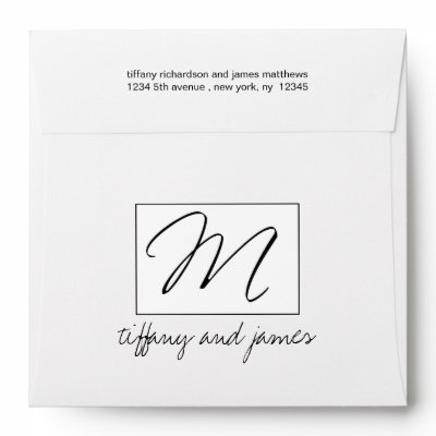 Custom Monogram M Logo Wedding Invitation Envelope by monogramgallery