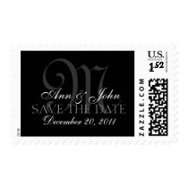 Custom Monogram M Names & Date Wedding Stamp