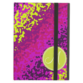Custom Monogram Magenta Pink Paint Splatters iPad Folio Case