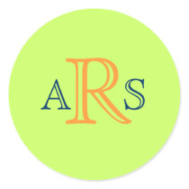 Custom Monogram Navy, Cantaloupe, Lime Green Seal stickers