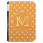 Custom Monogram. Orange and White Polka Dot. Kindle Folio Cases