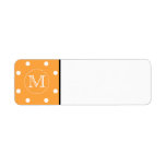 Custom Monogram. Orange and White Polka Dot. Custom Return Address Labels