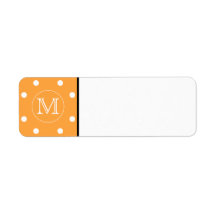 Custom Monogram. Orange and White Polka Dot. Custom Return Address Labels