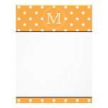 Custom Monogram. Orange and White Polka Dot. Custom Letterhead