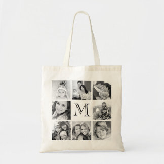 Custom Monogram Photo Collage Budget Tote Bag