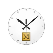 Custom Monogram Picture, nonmetallic gold colors. Wallclock