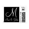 Custom Monogram Postage Stamp Black and White stamp