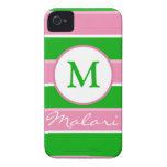 Custom Monogram Preppy Stripe iPhone 4/4S Case Case-Mate iPhone 4 Case