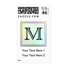 Custom Monogram. Pretty multicolor printed design. Postage Stamp