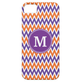 Custom Monogram Purple Orange Chevron Pattern iPhone 5 Cases