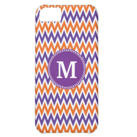 Custom Monogram Purple Orange Chevron Pattern Cover For iPhone 5C
